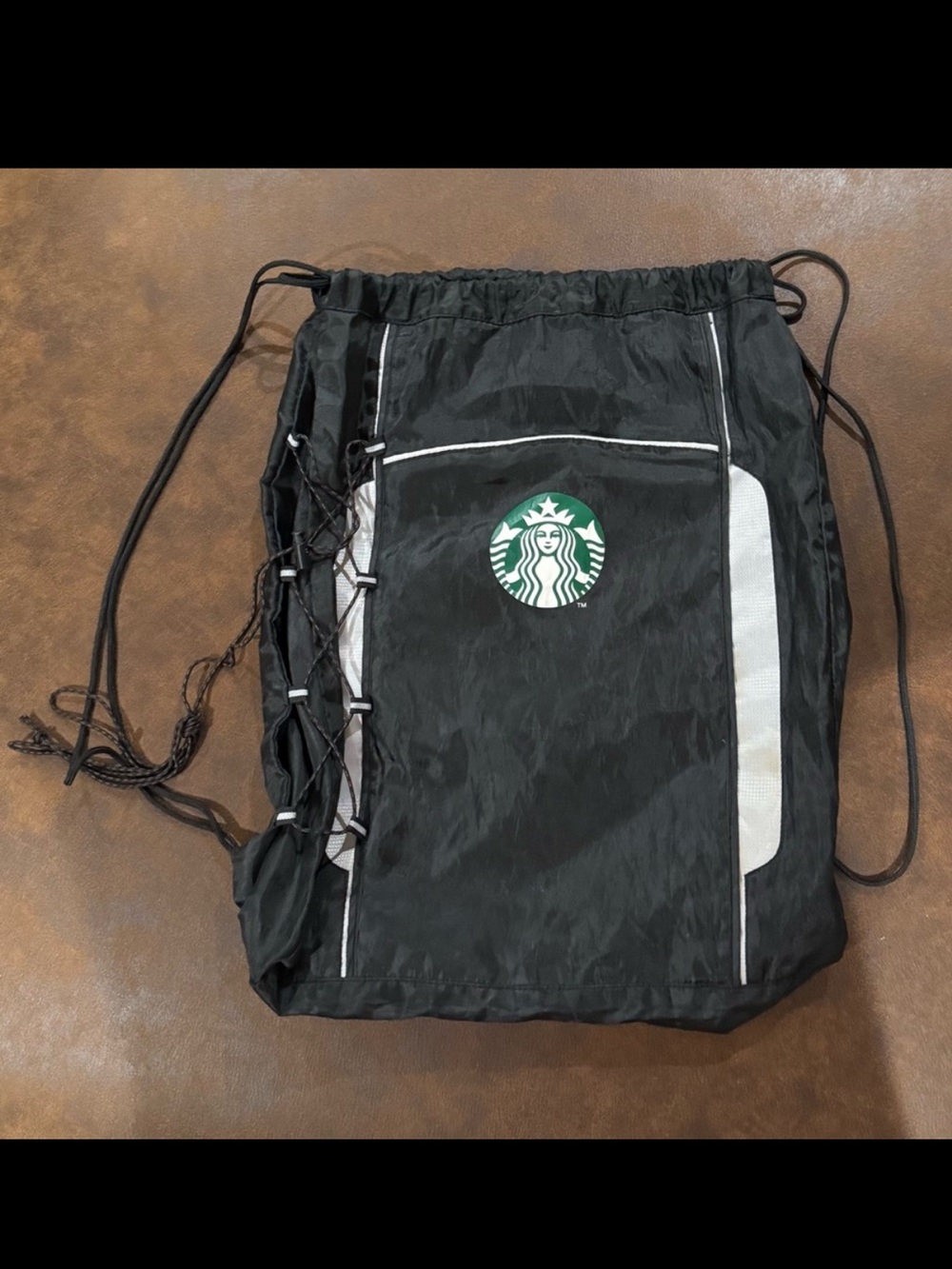 Leed’s Black Limited Edition STARBUCKS Partner-Released Drawstring Backpack